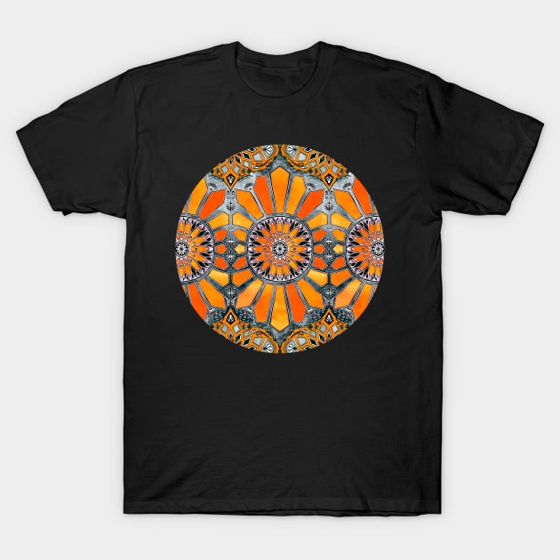 Celebrating the 70's - tangerine orange watercolor on grey T-Shirt by micklyn